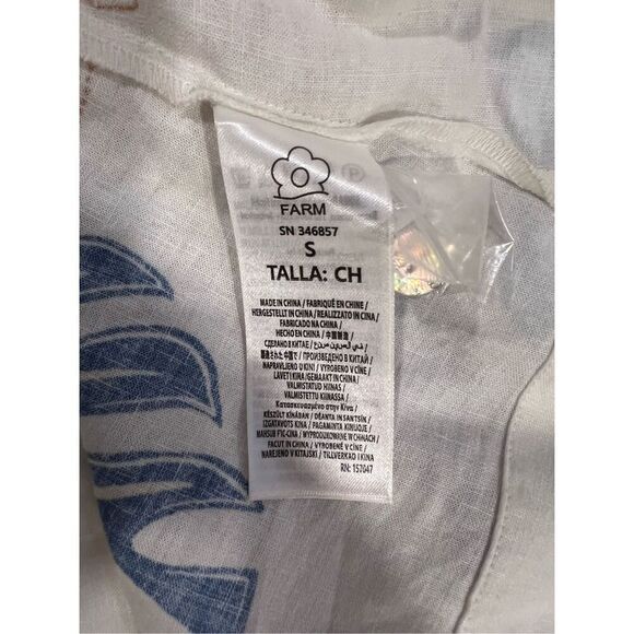 FARM Rio Women's White Blue Mystic Lotus Print Linen Blend Maxi Dress Small NWOT - Picture 13 of 16